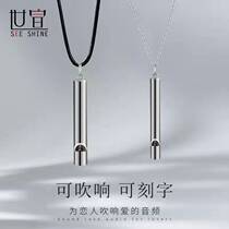 Whistling lovers necklace a pair of pure silver lovers with a blow to personality tide design lettering pendant students send gifts