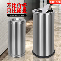 Stainless steel trash can Commercial large catering with lid hotel lobby vertical ash bucket elevator outdoor large capacity