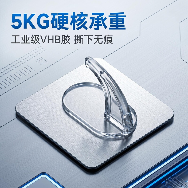 Tie-Tie-Le Silver Wire Traceless Hook Adhesive Hook Pc Material Vhb Nano Pressure-Sensitive Adhesive High Load-Bearing Capacity No Residue Waterproof Moisture-Proof Tie-Tie-Le Silver Wire Traceless Hook Adhesive Hook Pc Material Vhb Nano Pressure-Sensitive Adhesive High Load-Bearing Capacity No Residue Waterproof Moisture-Proof