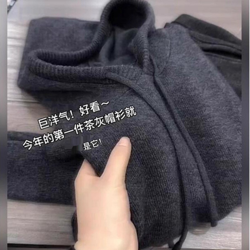 Shenzhen Nanyou High-End Gray Hooded Cashmere Sweater Knit Inner Sweater for Women, Soft and Cozy Outerwear for Autumn and Winter
