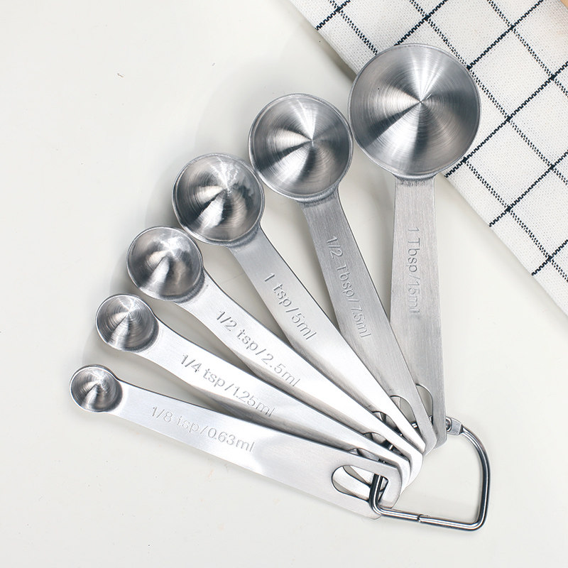 304 stainless steel measuring spoon 6-piece set Kitchen gram scale measuring spoon Baking household control salt spoon Milk powder spoon