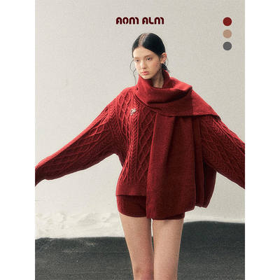 AOMALM Shao Ye Yan "Su Li International Student "%# College Style sweater Set for Women's winter knitted shorts three-piece set