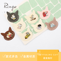  potteringcat Metal cute cat bag clothes badge brooch