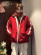 Red reversible down jacket for men, winter Christmas and New Year wear, stand-up collar cotton jacket, American style bread jacket
