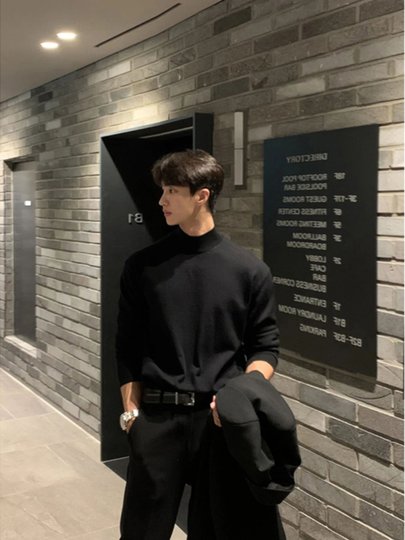 Double-Sided Thick Velvet Half-Turtleneck Sweatshirt for Men, Autumn and Winter Style, Suitable as an Inner Layer with a Coat, Light Mature Style Men's Base Shirt