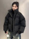 American short three-proof down jacket men's winter thickened stand-up collar canvas leather jacket high-end couple bread suit