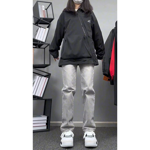 Джинсы, осеннее термобелье, штаны, по фигуре, облегающий крой, свободный прямой крой