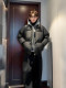 Fake two-piece American short down jacket, hooded, high-end leather jacket, men's handsome winter outfit, complete set