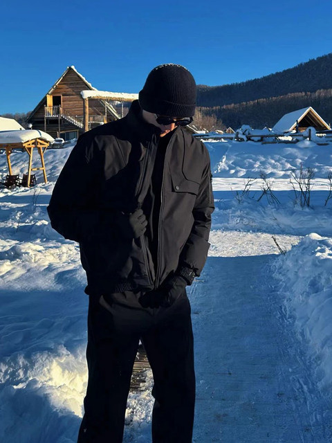 Piushuai three-proof flight jacket cotton coat men's winter high-end stand-up collar work jacket short thickened warm cotton coat