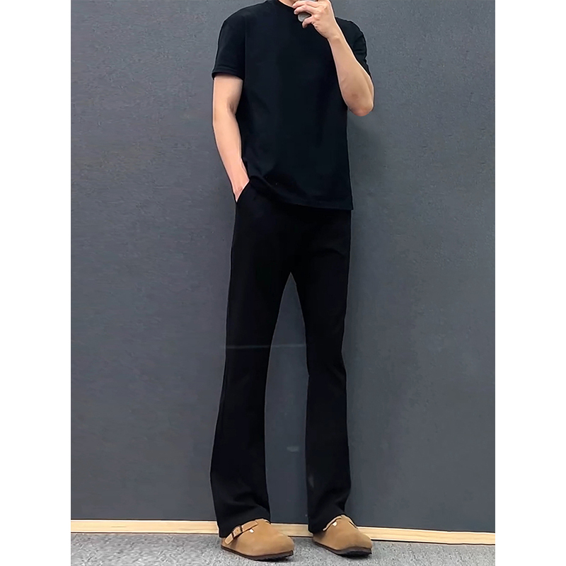 Cleanfit Ice Silk Pants for Men, Summer Slimming 517 Dress Pants with a Draping Feel, High-End Feel, Scimitar Flared Pants
