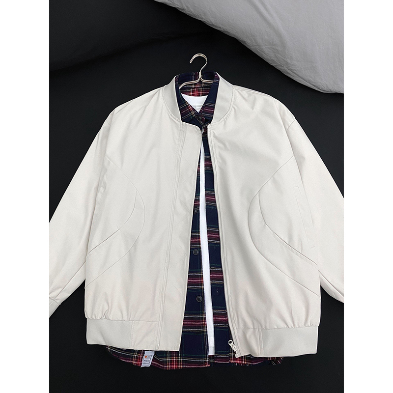 Gray Style Workwear Jacket for Men, High-End, Cool and Handsome, Spring and Autumn Flight Jacket, American Retro Baseball Jacket, Short Style Gray Style Workwear Jacket for Men, High-End, Cool and Handsome, Spring and Autumn Flight Jacket, American Retro Baseball Jacket, Short Style