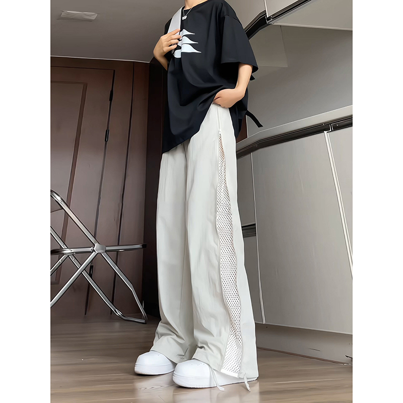 Off-White Mesh Breathable Pants Men's Summer American Casual Quick-Drying Sports Pants Side Zipper Assault Pants Waterproof
