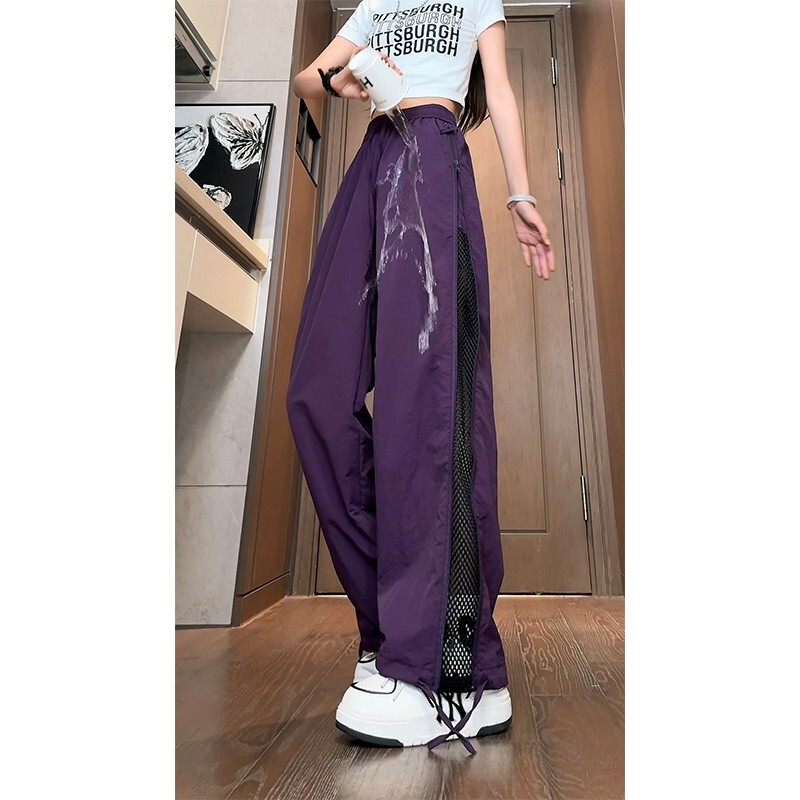 American-Style Purple Waterproof Hiking Pants for Women, Summer Design with Side Zipper, Quick-Drying Outdoor Pants for Petite Sizes