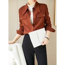 Quite sphincter with type upper body skin with texture 2022 spring new temperament retro hair long sleeve shirt woman
