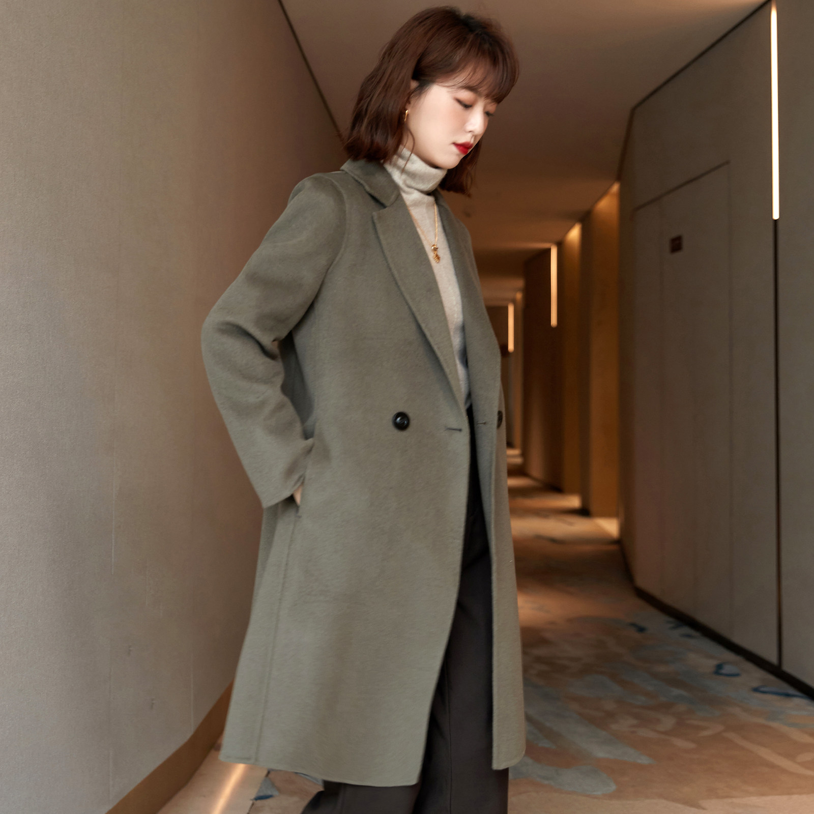 FENPERATE British style wool coat women's 2022 winter new temperament all-match mid-length woolen coat