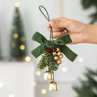 Рождественский кулон из сосновой шишки D3 двойной колокольчик-зеленый