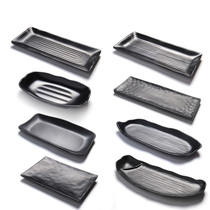 Melamine Cutlery Black Barbecue Exclusive Rectangular Dish Creative Saucer Plastic Vegetable Dish Restaurant Commercial Hot Pot Dishes
