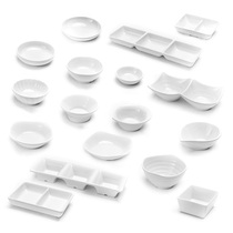  Melamine two-grid three-grid white dipping sauce small plate tableware Hotel restaurant vinegar dish Soy sauce chili seasoning seasoning dish