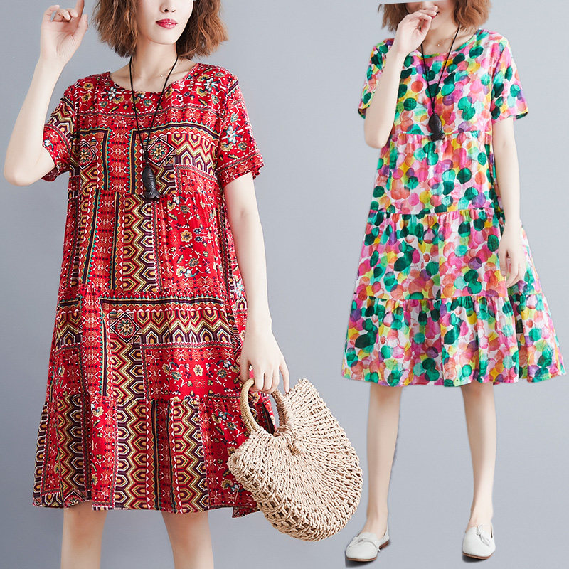 Floral cotton silk nightdress for women