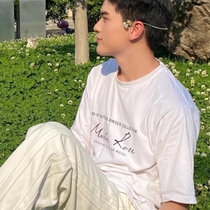 Martine Rose Xiaozhong Tide Brand Design Sense Small Neck Loose Signature Short Sleeve Couple Black and White T-shirt