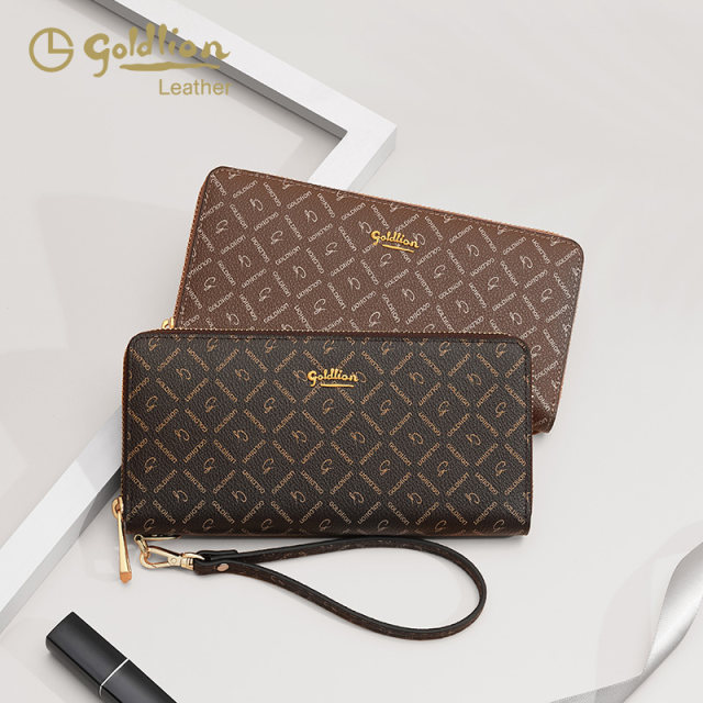 Goldlion Wallet Women's 2024 New Clutch Printed Long Zipper Multifunctional Coin Purse Women's Wallet Clutch