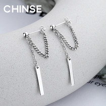 S925 sterling silver word tassel earrings female 2021 New Tide Korea simple high-grade net red ear ornaments