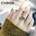 Mô hình vụ nổ Dongdaemun nghiêng của Hàn Quốc S925 sterling bạc hai lớp chuỗi xe tăng vòng trực tiếp nữ ngón tay nhẫn phiên bản rộng thủy triều - Nhẫn