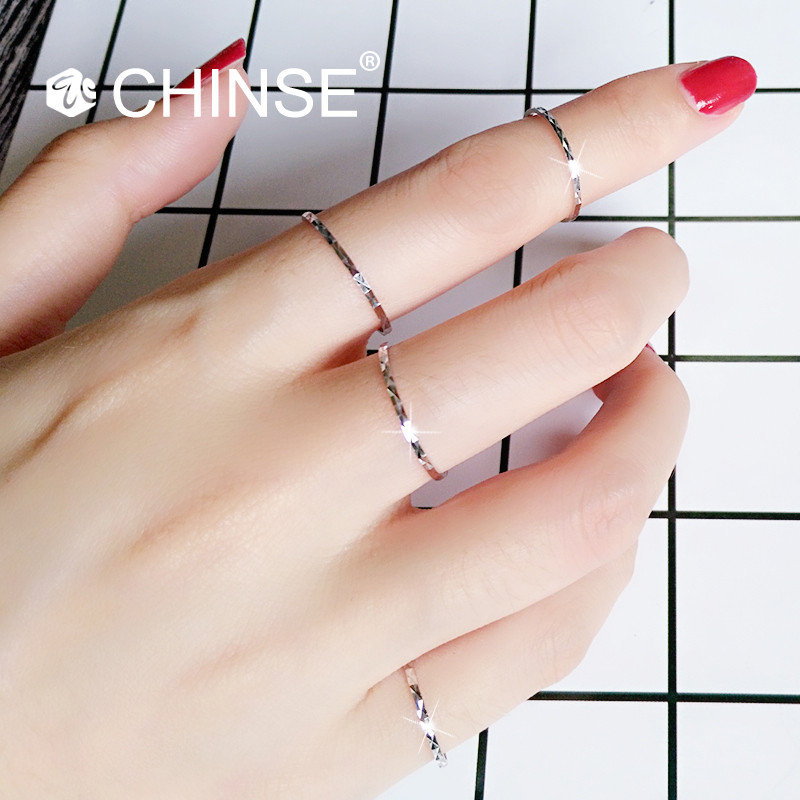 s925 Pure Silver Slim Joint Ring Student Female Fashion Personality Full of Star Light Extravagant Forefinger Tail Ring closure