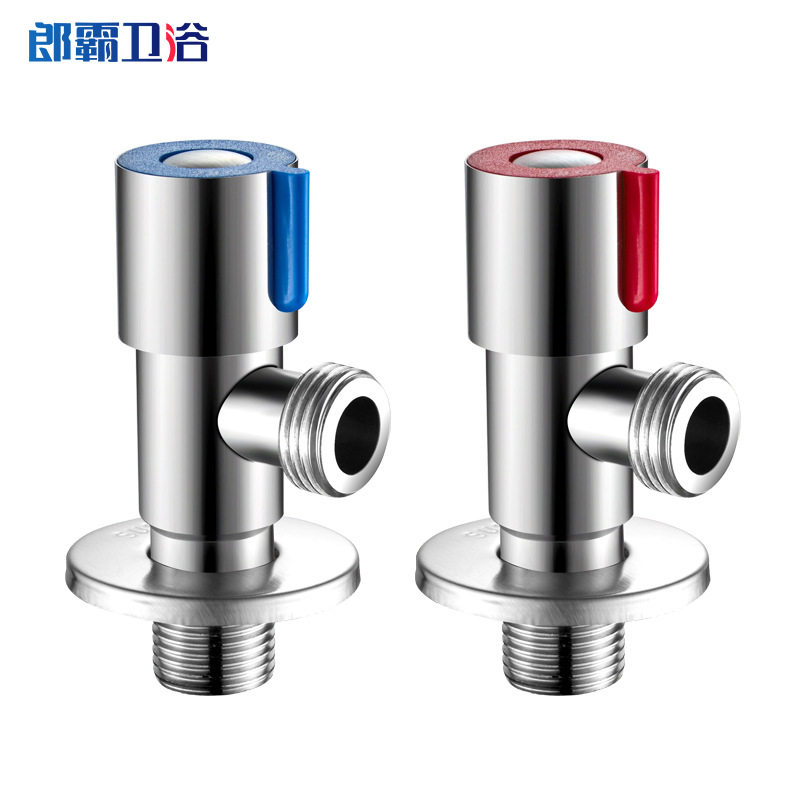 Triangle valve Hot and cold water valve Household 304 stainless steel water heater switch extended water stop valve one into two