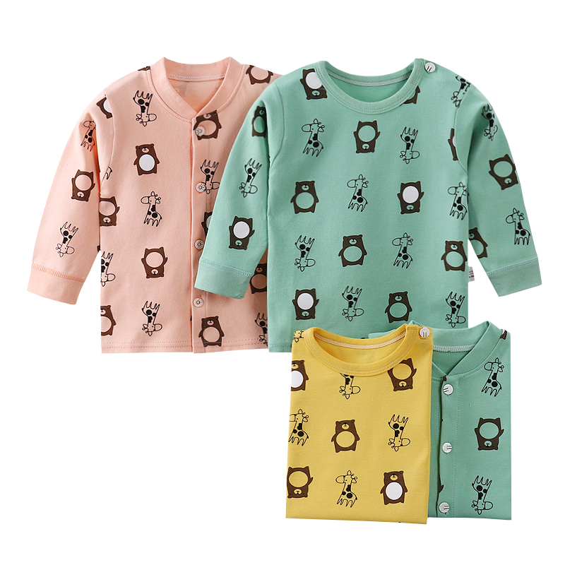 Bé bông lót mùa đông bé dài tay đầu hàng đầu childrens vai khóa mở chiếc áo khoác mùa thu một mảnh bottomshirt.