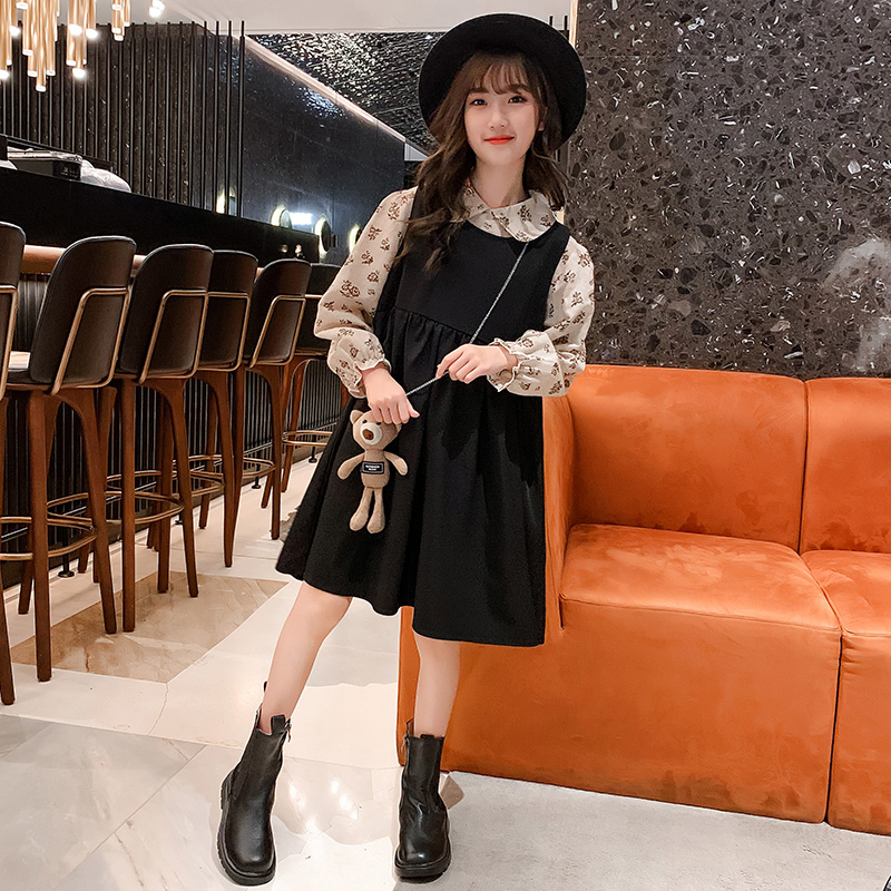 Girl Foreign Dress Spring Dress 2022 New CUHK Child Korean Version Shirt Spring A Little Girl Foreign Vest Princess Dress