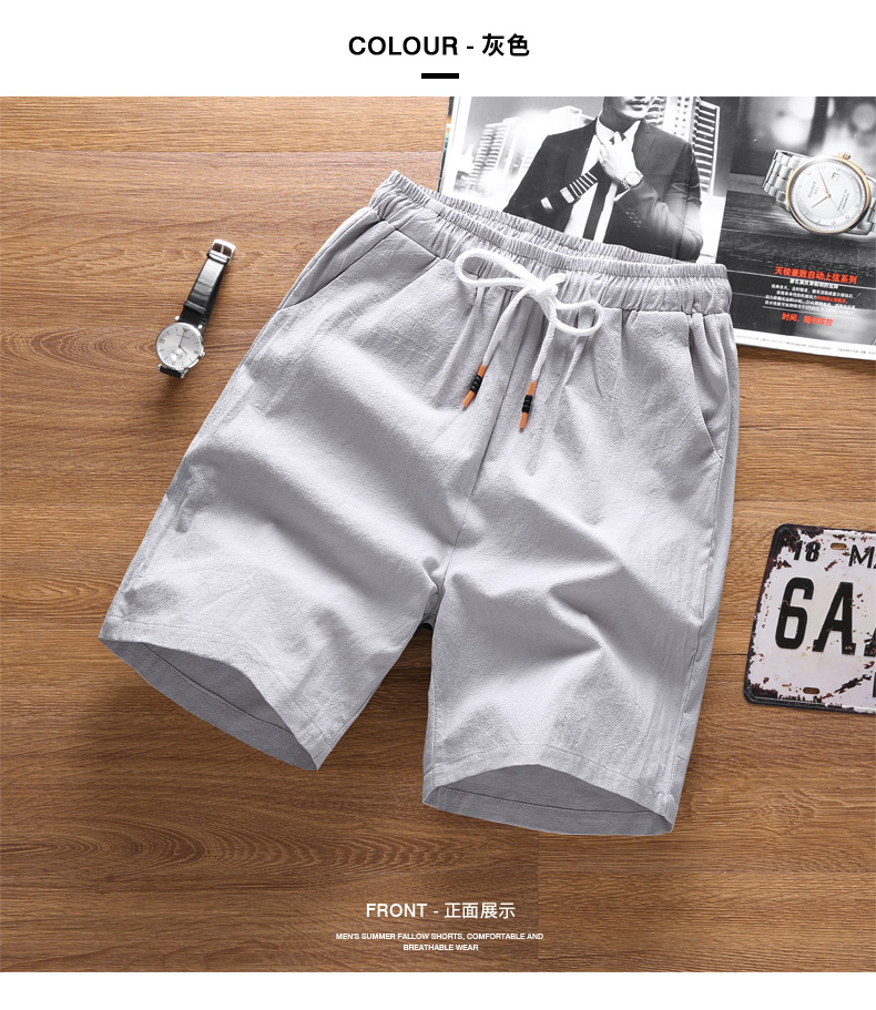 Mùa hè linen quần short giản dị men loose quần cộng với phân bón XL fat man chất béo cotton và linen năm quần của nam giới quần