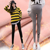 2021 New Pregnant Women Pants Fashion Embroidered Mickey Beat Bottom Pants Autumn Winter Plus Suede Thickened Pure Cotton Tobellied Bottom Pants Woman