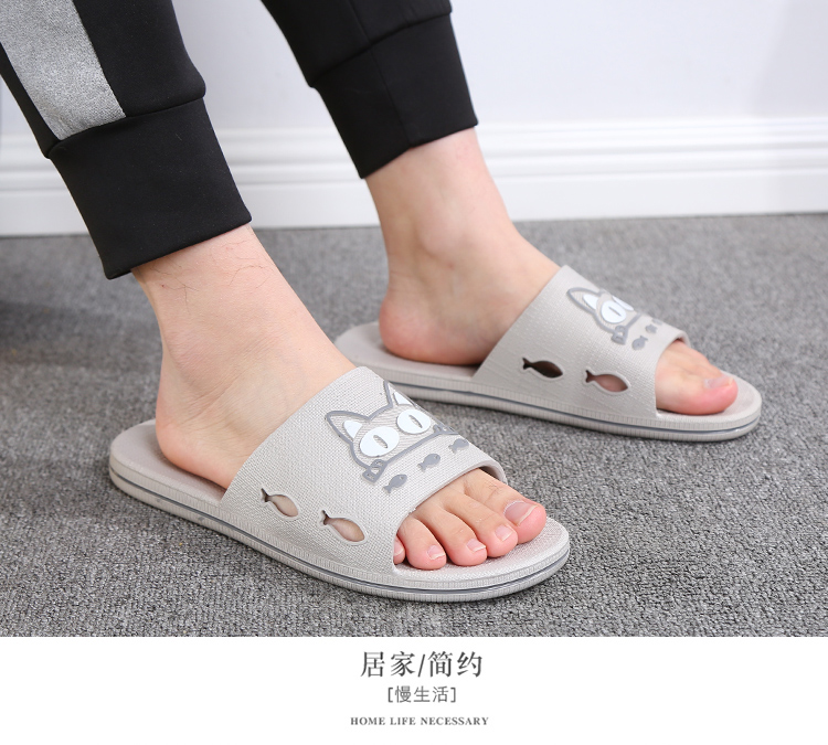 Dép nam dép trong nhà chống trơn trượt đáy mềm chịu một từ kéo nữ ánh sáng Hàn Quốc nhà nam dép mùa hè dép local brand