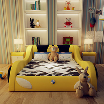 Childrens bed Boy with fence small sheets Peoples bed Cartoon car leather bed Childrens room furniture combination set