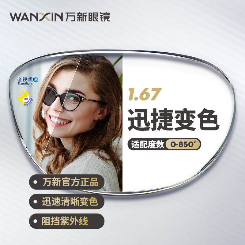 Wanshin Full line of sight aspherical myopia eyeglasses Color-changing lenses Myopia grayening lenses Resin eyeglasses