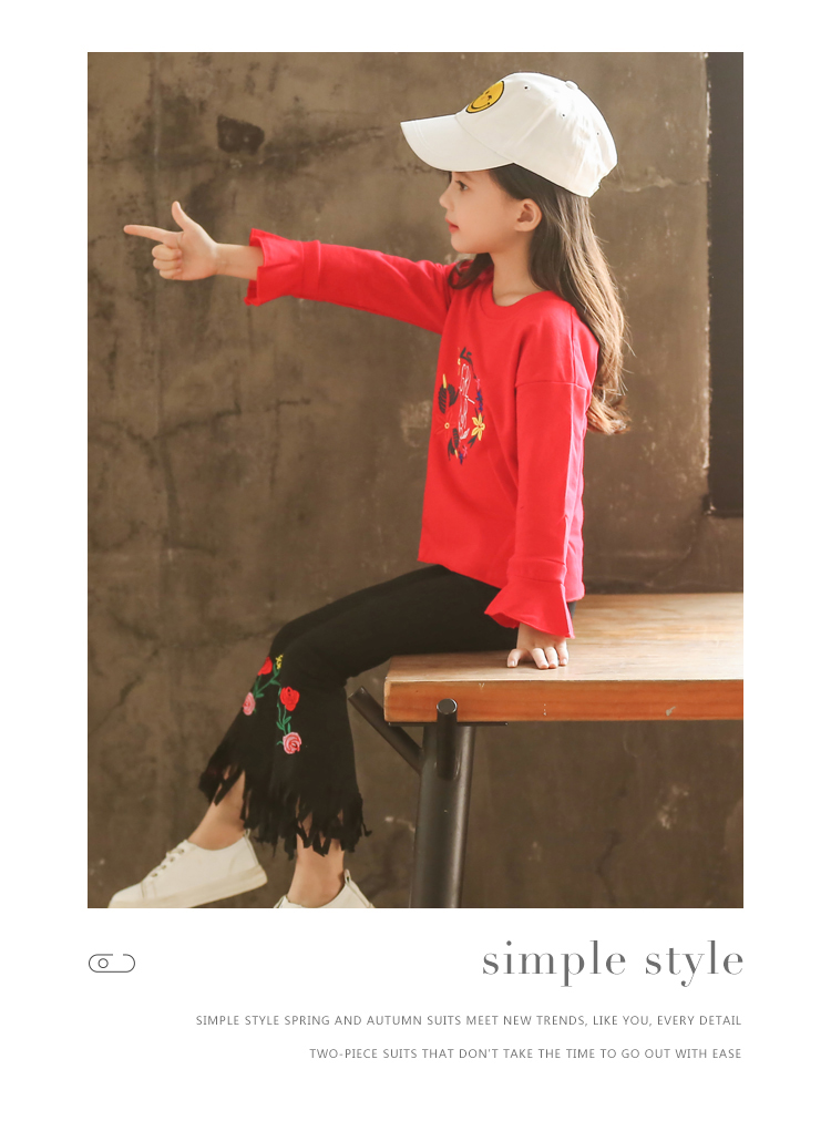 Quần áo trẻ em cô gái mùa xuân và mùa thu phù hợp với trẻ em cotton dài tay phù hợp với cô gái thời trang nước ngoài thường mặc quần áo trẻ em hai mảnh - Phù hợp với trẻ em bexinhshop shop