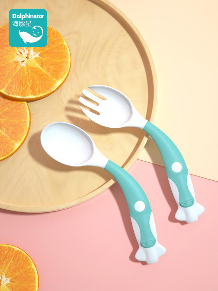 Dolphin star Female baby learn to eat training spoon baby male child practice chopsticks Children's tableware set Non-food training