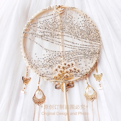 taobao agent Sakura Garden original classical Lolita golden star stars long -handle long -handle fan retro gorgeous fairy palace fan photo fan