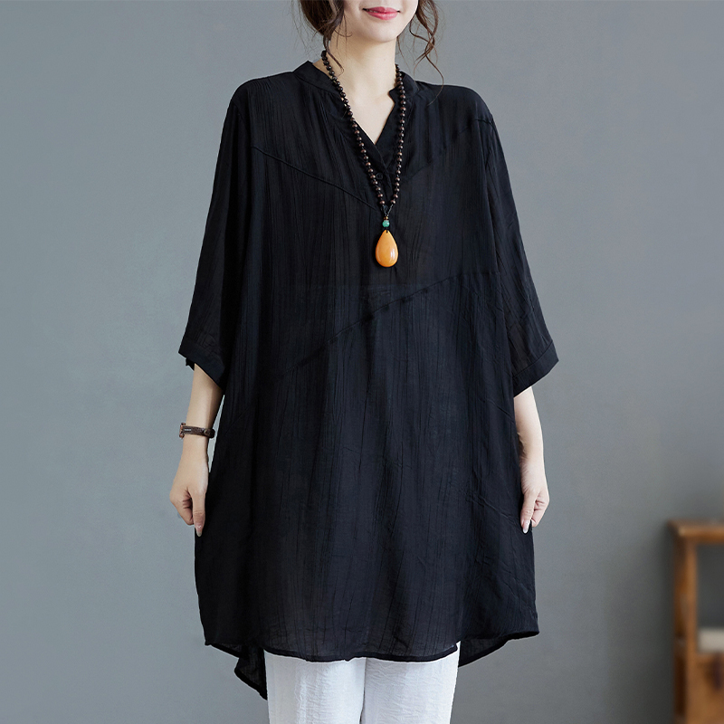 Plus Size Women's Summer Clothing 2026 New Mid-Length Loose Short-Sleeved T-Shirt for Women, Long Top for Plus-Size Women