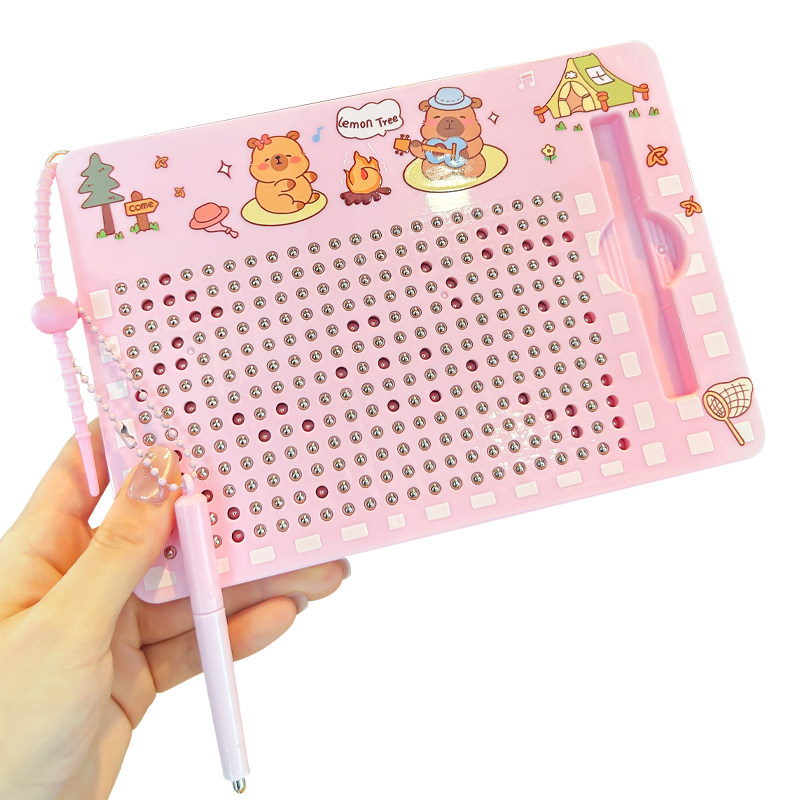 Kapibala Large Magnetic Steel Ball Drawing Board Keychain Cartoon Holiday Capybara Pendant Decompression Toy for Boys and Girls