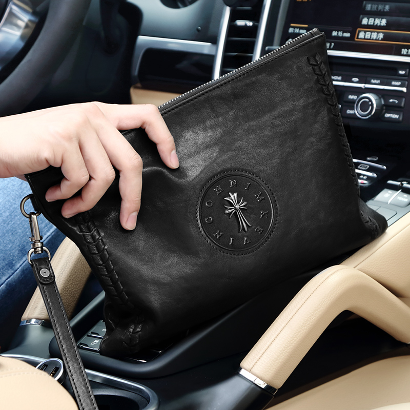 Men's handbag Handbag Large Capacity Tide Men's Hands Pack Smoking Box Youth Business Genuine Leather Soft Leather Envelope Baotou Layer Cow Leather