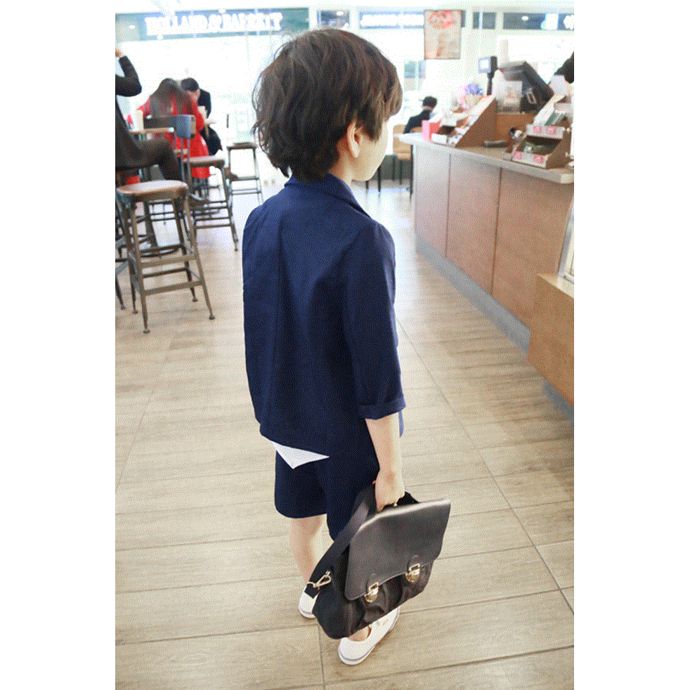 夏款男童休闲短袖西装三件套儿童韩版西服小孩花童生日礼服套装潮