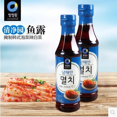 South Korea Qingjing Garden Blue Standard Fish Sauce Blue Bottle Fish Sauce Korean Kimchi Sauce Sea Water 500g
