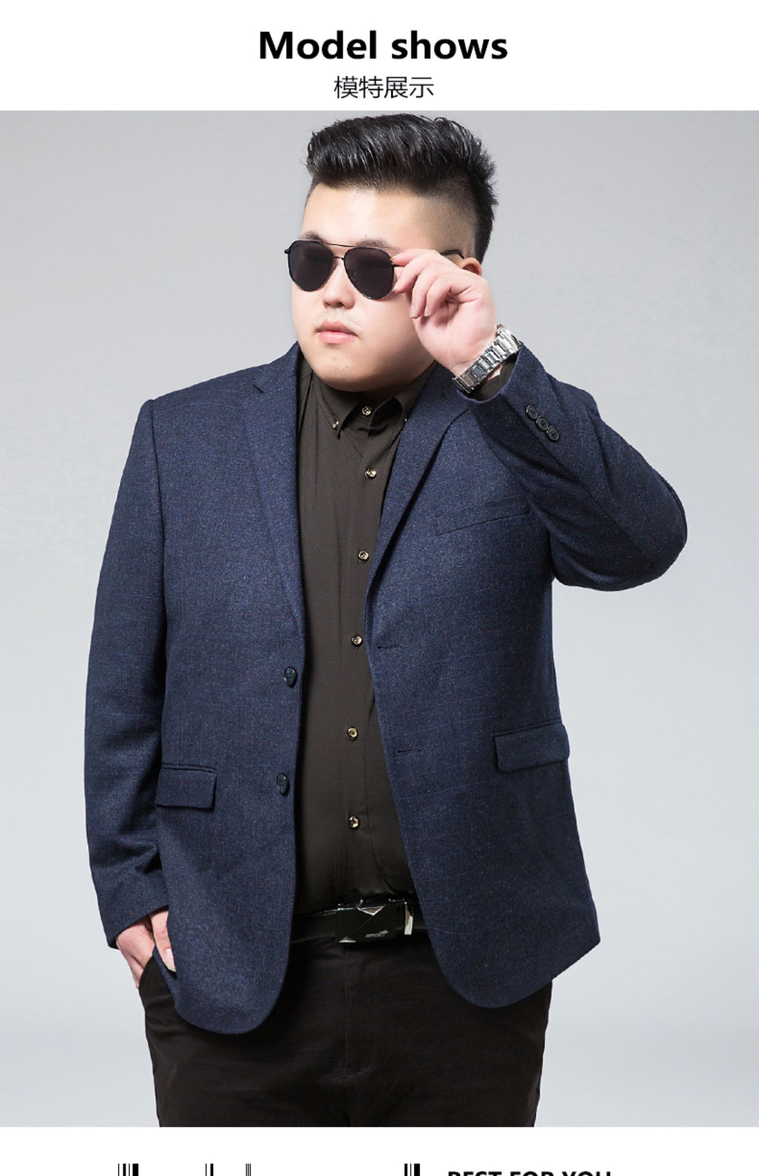 Mùa thu kích thước lớn phù hợp với nam lỏng áo khoác béo kinh doanh bình thường đơn phương tây mặc giản dị cộng với chất béo cộng với phù hợp với chất béo - Áo khoác đôi áo khoác nam