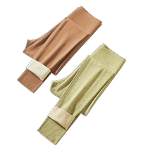 Cashmere silk long johns for women plus size 200 pounds high waist plus velvet German velvet heating inner wear cotton pants warm line pants winter