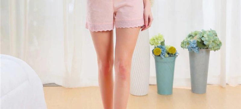 Quần an toàn cho phụ nữ cotton mùa hè mỏng mặc quần short chống sáng kích thước lớn không có quần legging ren lỏng - Quần short