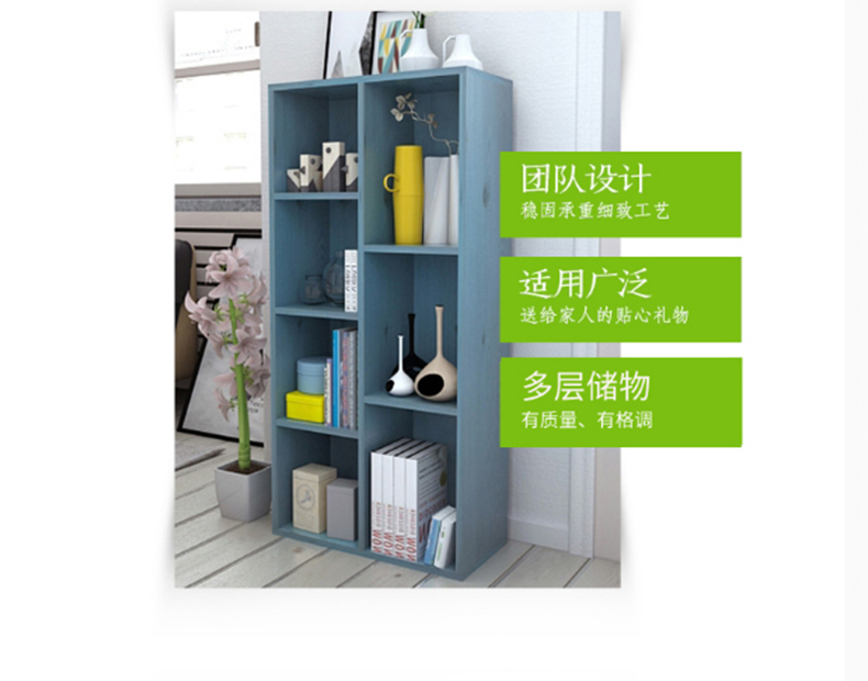 Tủ sách hiện đại đơn giản Bắc Âu Đơn giản màu xanh lá cây kết hợp miễn phí tủ sách sàn tủ sách Sinh viên khóa sáng tạo - Kệ khung sắt trang trí