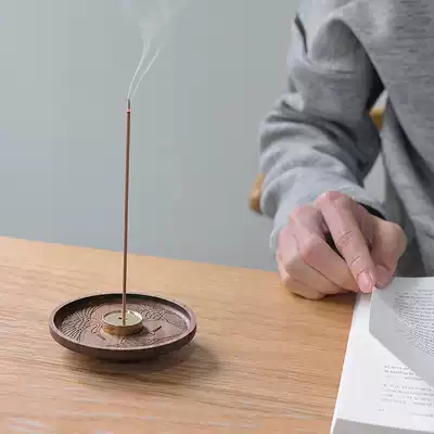 Wooden copper wooden disc Antique Song style simple incense insert Chinese style elegant line incense household indoor leisure courtyard