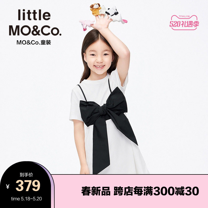 little moco children dress 22 spring summer new girl butterfly knot vest short sleeve foreign dress KBB1DRST19